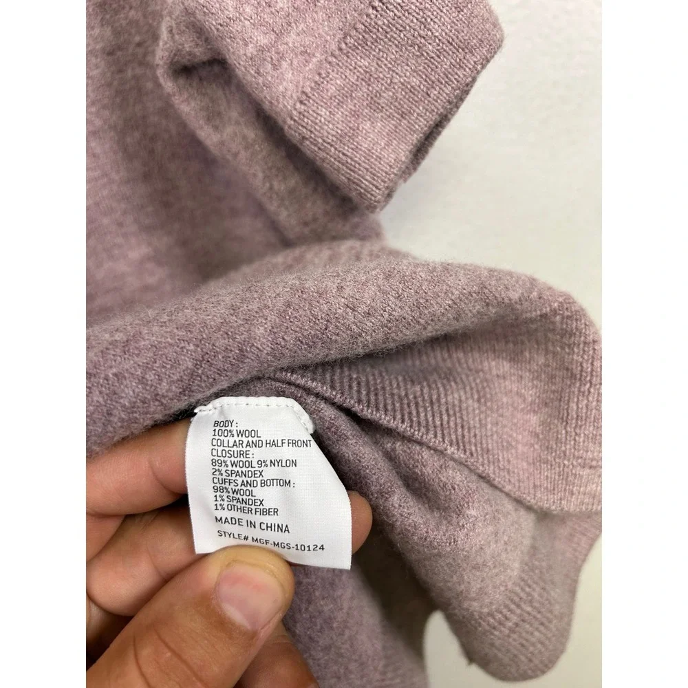 the commons Quiet Luxury Minimalist Mens XL Mauve Wool Knit Polo Sweater